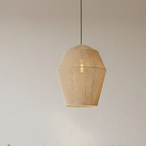 Lámpara Colgante Mediana Campana Bohemian de Cuerda Tejida Blanca con 1 Luz, Estilo Bohemio Global - Product Image 4