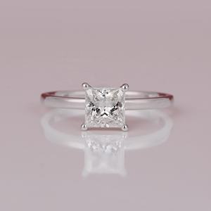 Customizable 18KT <b>Solid</b> Gold Fine Rings Trendy Style Engagement Ring IGI Certified Lab Grown Princess Cut Diamond Solitaire - Product Image 1