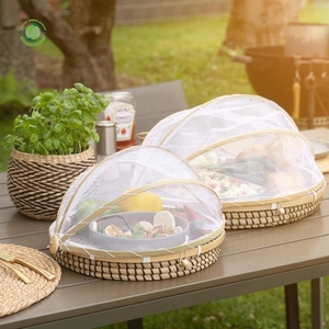 Woven rush food <b>cover</b> with fan pattern Kitchenware and <b>table</b> decoration Wholesale eco-friendly Made in Vietnam - Product Image 4
