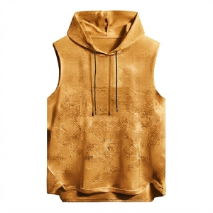 Hooded Eco-Friendly Gym Tank Top Men Casual Summer Vest Style Sportswear 100% Cotton Lightweight Breathable <b>Drop</b> Armhole Cut - Product Image 2