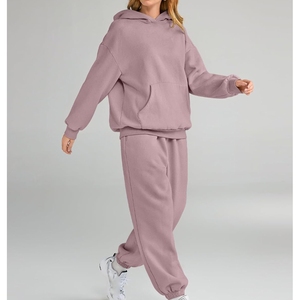 Conjunto Deportivo de Dos Piezas, Pantalones Deportivos Transpirables, Ecológicos, Holgados, Ligeros, Ropa Urbana de Invierno, Logotipo Personalizado, Poliéster, Sudadera con Capucha para Mujer - Product Image 5