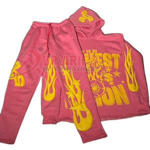 Sweat à capuche court et pantalon de survêtement évasé 3D DTG Streetwear pour l'hiver respectueux de l'environnement et de l'environnement personnalisé pour hommes vente en gros - Product Image 1