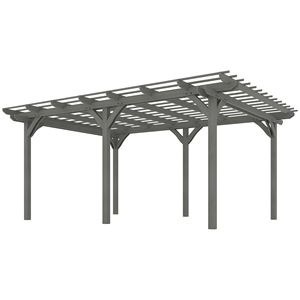 Modern 12FT X 16FT Outdoor Pergola Wood Gazebo Grape Trellis Stable Structure for Climbing <b>Plant</b> <b>Support</b> WPC <b>Frame</b> Gray - Product Image 1