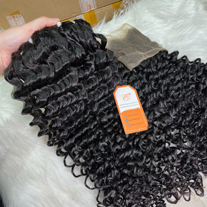 Extensiones de cabello humano virgen negro Natural rizado de agua de cabello humano vietnamita de alta calidad precio al por mayor - Product Image 1