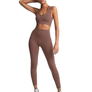Conjunto de Yoga para Mujer 2026 de Alta Calidad, Ropa Deportiva Tallas Grandes, 100% Poliéster, Secado Rápido, Transpirable, Sin Costuras, Conjunto de 2 Piezas, Directo de Fábrica - Product Image 1