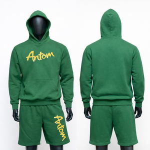 Wholesale Custom Logo Autumn Fleece Heavyweight Breathable Waffle Hoodie <b>Set</b> Streetwear Joggers Two-piece Windproof Sweat Suit - Product Image 1