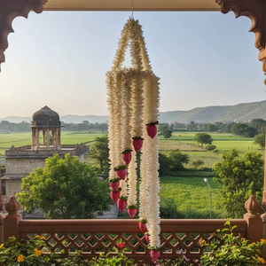 Lustre de plafond en bois de Sola, motif bourgeon de lotus et fleur de jasmin, pour décoration de maison et de balcon, Seemantham Pellikooturu - Product Image 5
