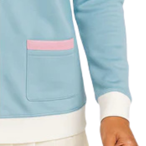 Cardigan Varsity Jack and Jill bleu clair pour femme, pull en tricot premium avec patch de blason, boutons perlés, coupe classique - Product Image 4