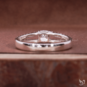 0.5CT Cushion Cut Lab Diamond <b>Ring</b> <b>Split</b> Pave Band 10K White Gold IGI Certified Engagement <b>Ring</b> - Product Image 3