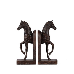 Modern Design Cast Aluminum Brown Striding Horse Bookend Set Decorative Animal Book Holder Equestrian Sculpture Design Antique - Product Image 1
