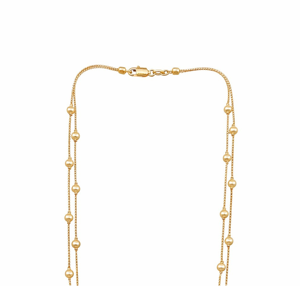 Collier double rang de perles goutte de rosée en or 18 carats pour femme, délicat, avec chaîne à stations de perles blanches, bijoux de mode - Product Image 3