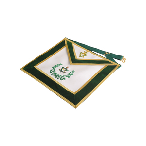 Delantal Masónico Profesional Hecho a Mano Sovereign Master Allied Degrees, Terciopelo Verde con Trenza Dorada, Regalia Fraternal Masónica - Product Image 3