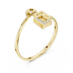 Anillo Clásico Minimalista de Oro Amarillo Sólido de 14k con Diamantes Cultivados en Laboratorio de Corte Redondo, Anillo de Boda Clásico, Regalo para Ella - Product Image 3