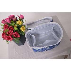 Grande trousse de toilette matelassée en coton fleuri, faite à la main, pour organiser les maquillages, pochette de rangement de voyage avec fermeture éclair pour femmes - Product Image 5