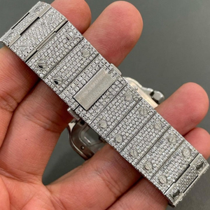 Reloj de Diamantes Incoloros Cultivados en Laboratorio de Alta Calidad, Automático, Mecánico, Estilo Ejecutivo, Oro Blanco, 20 mm, Estilo Hip Hop, con Incrustaciones de Diamantes DEF - Product Image 5