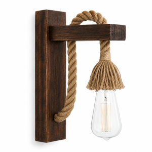 Lampe murale rustique industrielle en bois de pin et corde de jute, fabriquée à la main au Vietnam, vente en gros pour hôtels et cafés - Product Image 6