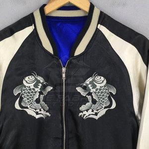 Vêtements de mode streetwear de créateur, veste Sukajan en satin premium avec broderie douce pour un style tendance - Product Image 3