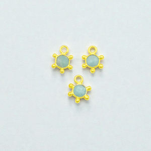 Colgante de Calcedonia Aqua Chapado en Oro de Plata Esterlina 925, Hecho a Mano, con Gema, para Collar y Pulsera - Product Image 1