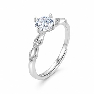 Anillo de Compromiso de Plata 925 con Diamante Redondo para Mujer, Engaste de Garras, Estilo Clásico - Product Image 6