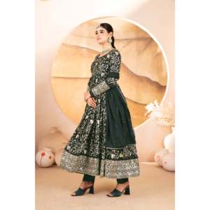 Magnifique robe Anarkali pour femmes pour les fêtes, comprend un pantalon et un dupatta - Ensemble parfait pour les fêtes - Product Image 5