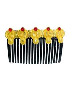 Gold Plated Alloy Hair Comb Vintage Printing Hairpiece Lightweight Fashion <b>Accessory</b> 13 CM for <b>Wedding</b> Party Naykk Creations - Product Image 3