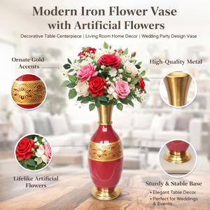 Florero Moderno de Hierro con Flores Artificiales, Centro de Mesa Decorativo |   Jarrón Decorativo para Sala de Estar, Decoración del Hogar, Diseño para Bodas y Fiestas - Product Image 5