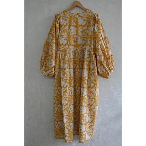Vestido de Algodón Hecho a Mano con Estampado de Bloques para Mujer, Estilo Boho Cottagecore, Prenda de Verano en Tela Natural Transpirable - Product Image 5
