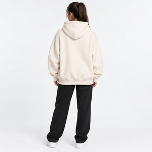 MOVA SPORTS Heavyweight Pullover Hoodie Women's Relaxed Hooded Sweatshirt <b>Extended</b> Sleeves <b>Brushed</b> Fleece 100% Organic Cotton - Product Image 4