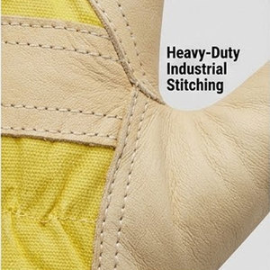 Gants de travail d'hiver en cuir de vachette grainé robuste avec doublure en polaire pour la sécurité industrielle et la construction par temps froid - Product Image 5