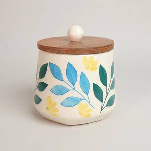 Juego de Recipientes de Cerámica Hechos a Mano con Tapa Hermética, Organizador de Cocina, Diseño Minimalista de Puntos, Recipiente Duradero y Seguro para Alimentos - Product Image 4