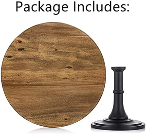Support à gâteau en bois d'acacia avec base en métal noir rustique, présentoir à gâteau de mariage, plateau de service en bois pour desserts pour fête de mariage - Product Image 6