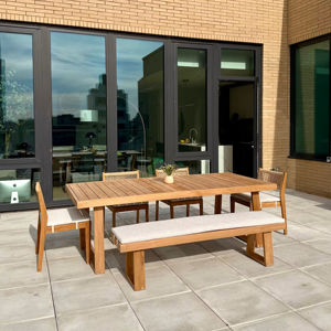Minimalist Design <b>Square</b> Dining <b>Table</b> Made Teak Wood Eco-Friendly Durable Water Resistant Easy Clean Commercial Outdoor - Product Image 1