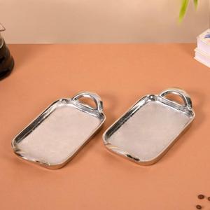 Premium Silver <b>Trays</b> For Parties Tableware Use Decoration Items Fancy <b>Tray</b> With Handles Handmade Serving <b>Trays</b> for Cafe Hotels - Product Image 1