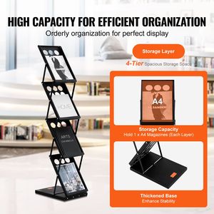 Espositore Portatile Pieghevole a 4 Livelli per Riviste e Cataloghi con Funzione di Trasporto per Esposizione di Materiale Pubblicitario - Product Image 3