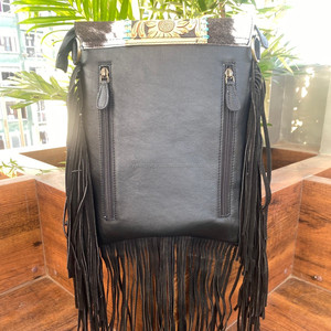 Nouveaux cheveux occidentaux sur cuir véritable frange sac à bandoulière femmes en cuir repoussé dissimulé transporter en cuir sculpté sac à main en peau de vache - Product Image 5