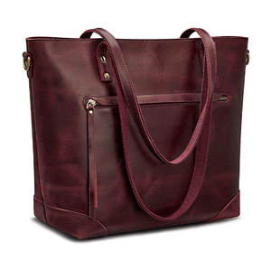 Vintage Genuine Leather <b>Tote</b> <b>Bag</b> Women Shoulder Handbag Zipper Closure for Work Daily Use - Product Image 3