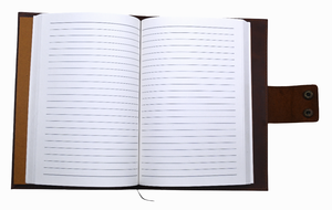 Genuine Leather Hard Cover Stylish Tan Snap Closure Organizer/Planner Spiral Refillable 100 Sheets Gift <b>Journal</b> with Pen Holder - Product Image 4