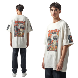 Camiseta de Jersey de Manga Corta para Hombre, Estilo Japonés, Holgada, con Estampado Gráfico, de Algodón, 320g, Cuello Redondo - Product Image 4