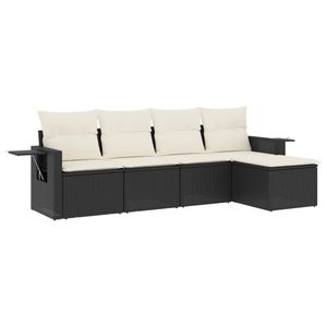 Set Divano da Giardino Nero con Cuscini, Resistente ai Raggi UV, in Rattan PE, Arredamento da Esterno dal Design Contemporaneo, Impermeabile - Product Image 2