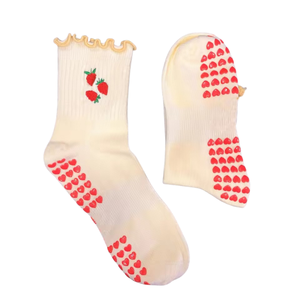 Custom OEM Design Pilates Women Cotton Non-slip <b>Grip</b> Cotton Ruffle <b>Socks</b> Embroidery Logo Anti Slip Yoga Pilates <b>Grip</b> <b>Socks</b> - Product Image 3