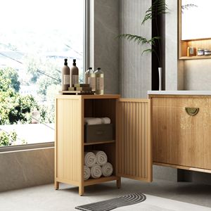 Mobiletto portaoggetti autoportante in bambù per bagno, soggiorno, camera da letto, corridoio e soluzione di archiviazione per la cucina - Product Image 1