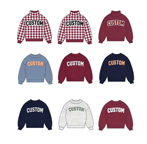 Sweat-shirt surdimensionné en coton côtelé avec logo personnalisé imprimé à l'écran, haut décontracté à col montant pour femme - Product Image 1