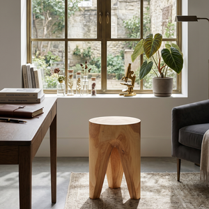 Tabouret trépied artisanal moderne rustique en racine de teck ARTERRA Premium pour villa, hôtel et appartement - Product Image 4