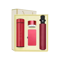 Coffret Cadeau d'Affaires Premium 4-en-1 : Tasse Thermos Intelligente, Batterie Externe, Parapluie Automatique et Ensemble Haut-parleur Bluetooth dans son Emballage