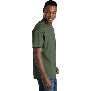 Men's Olive Green Short Sleeve T-<b>Shirt</b> 100% Cotton Regular Fit Casual O-Neck Solid Color Jersey Knitted Blank Design - Product Image 2