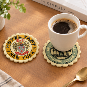 Custom Ceramic <b>Car</b> <b>Coaster</b> Scalloped Edge Glossy Sublimation Cork Back Custom Logo Eco-Friendly White Japan - Product Image 3