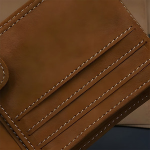 Portefeuille Bifold Homme Marron Clair avec Coutures Blanches, Multi-emplacements, Pochette à Billets Pliable, Rabat Transparent pour Carte d'Identité, Idéal Voyage, Vente en Gros, Portefeuille Sûr - Product Image 4
