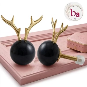 Ba Rabbit Resin Brass Cabinet <b>Knob</b> Novelty Shape Contemporary Drawer Pull Durable Easy Installation - Product Image 1