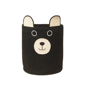 Cesta de juguetes de yute tejida con diseño de cara de oso - Organizador de almacenamiento para guardería infantil al por mayor - Product Image 1