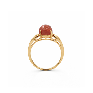 1 Micron Gold Plated and Rhodium Plated Classic Sunstone Round Cabochon V Shape Band Designer <b>Statement</b> <b>Ring</b> for Wedding Party - Product Image 6